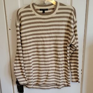 Banana Republic Taupe and Cream Striped Pullover